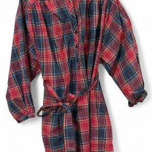Tea Collection NWT Plaid Shirt Dress Size M Red Blue Belted Fall Cottagecore